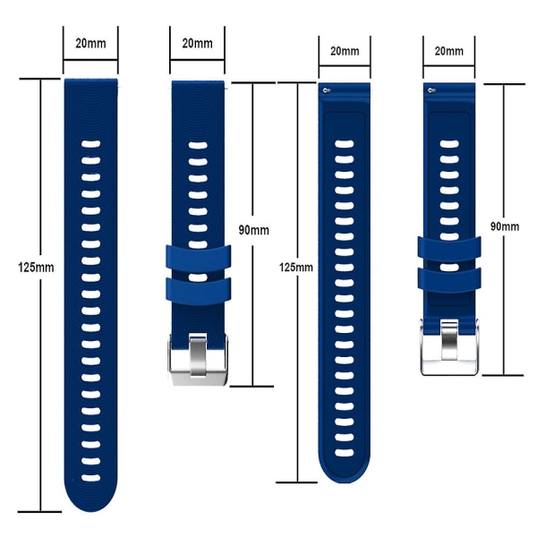 2 stk Garmin Vivoactive 3 Silikonklokkebånd Rem Armbånd For Garmin dark blue