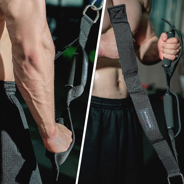 Triceps Tauverkabeltilbehør for Treningssenter med 2 Håndtak Innebygd i 1 Stropp, Lang Tauverkabeltilbehør Større Bevegelsesområde, Triceps Pull Down Tauverk for Facepull Style 2
