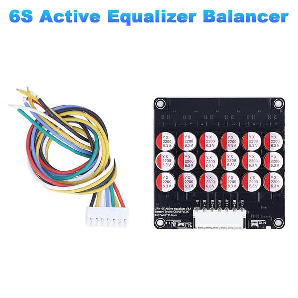 6S Equalizer Balancer Lifepo4 / LTO Batteri Energiutjevning Kondensator BMS-kort Black