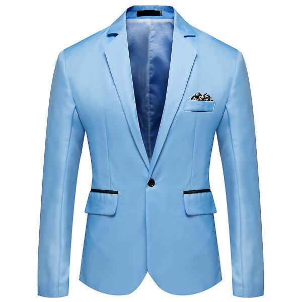 Allthemen Miesten Business Casual Yksipainikkeinen Notched Lapel Yksivärinen Puku Takki Sky Blue M