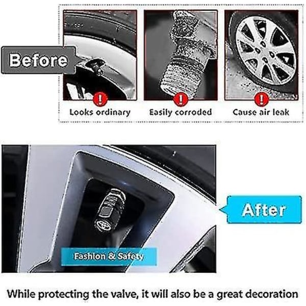 Metallinen autonrenkaan venttiilin varren korkkien vaihto, yhteensopiva Toyota Avalon Camry Yaris Prius Corolla Rav4 Hi -mallien kanssa