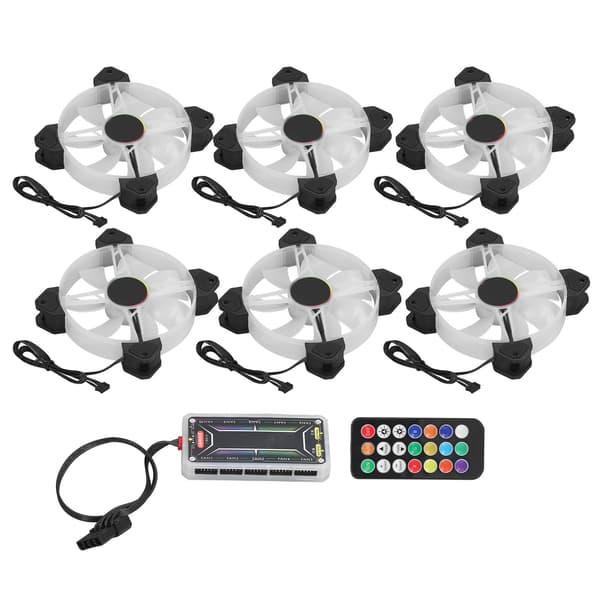 6st Computer Fan 120mm Ultra Quiet Adjustable Color RGB PC Computer Case Noise Reducing Cooling Fan with Remote Control Hub