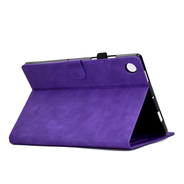 Case med fullständigt skydd för Samsung Galaxy Tab A8 10.5 (2021) X200 / X205 Butterfly Flower Pattern Printed Pu Leather Sticking Line Anti-dropp T Purple