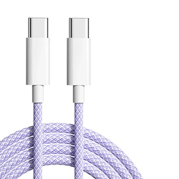 60W 6A USB Type C to Type C Cable Data Cable for iPhone 15 16 Samsung Xiaomi Fast Charging USB C to C Cable Type C Charger Lavender Lavender 0.25m