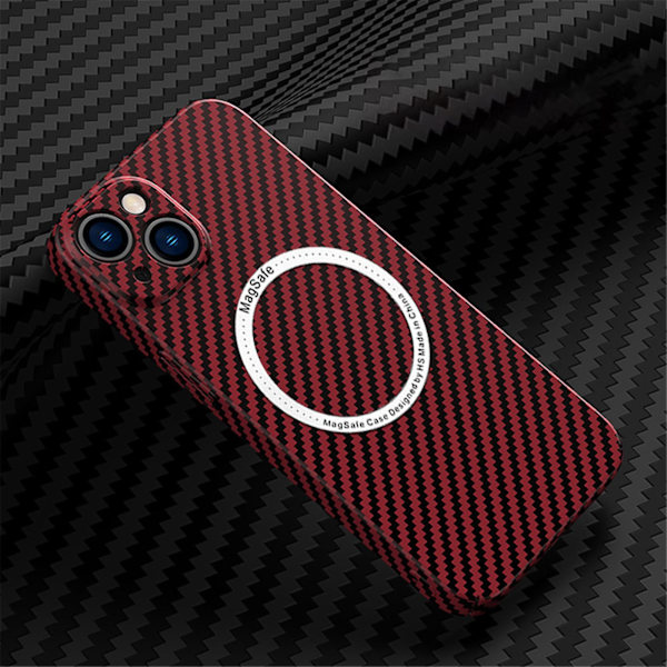 Kolfiber Magsafe-fodral Kompatibelt med Iphone 15 Pro Max/15 Pro, Ultratunt Magnetiskt Trådlöst Laddningsskydd Red For iPhone 15 Pro