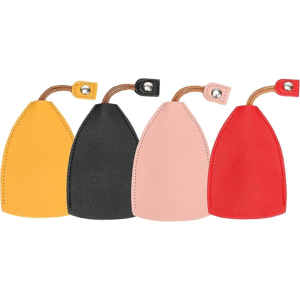 4 stk. Søde Kreative Træk-Ud Nøglehylstre, Tegneserie Læder Stor Kapacitet Ikke Nemt At Glide Bilnøglehylstre A-4Pcs Solid Color