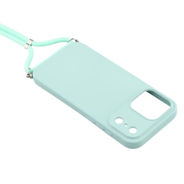Skal för iPhone 17 Pro, mjukt TPU-fiberfoder, telefonfodral med axelrem Baby Blue