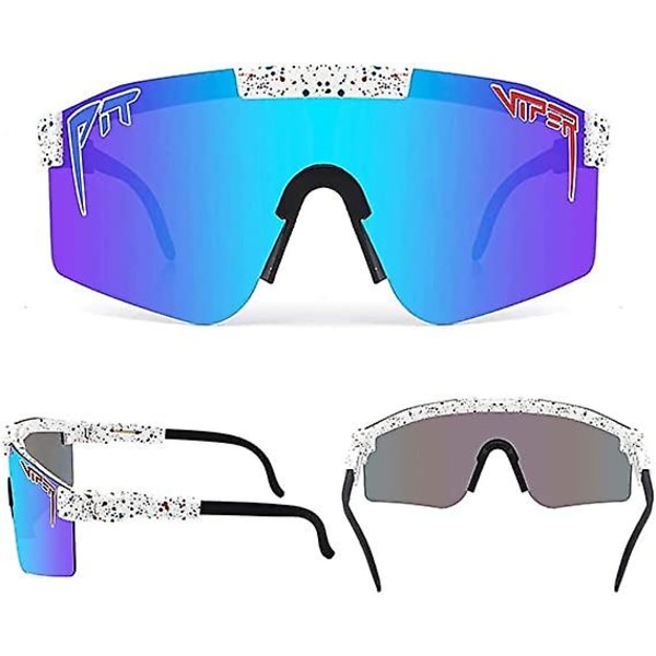 Sportssolbriller til mænd og kvinder udendørs cykling polariserede løbe fiskebriller, solbriller Uv-400 udendørs sportshvid, blå 1 stk.