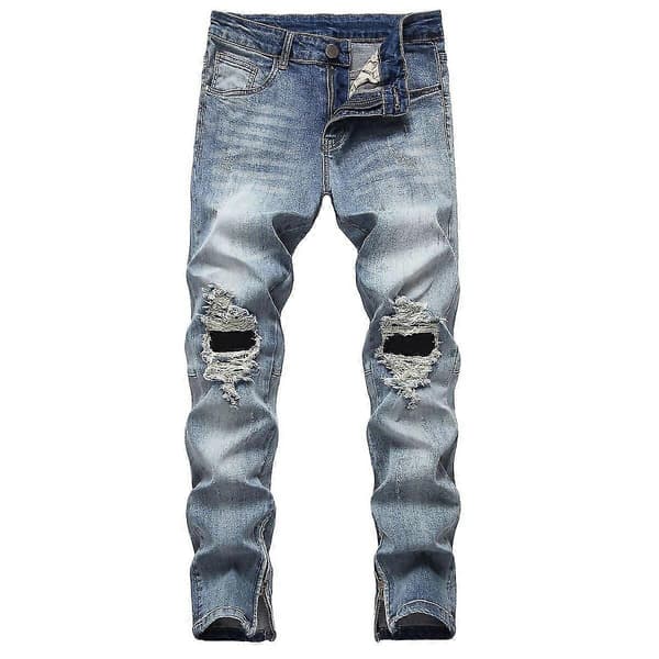 VAWAN Herr Ripped Distressed Slim Fit Rak Passform Jeans Blue EU 30