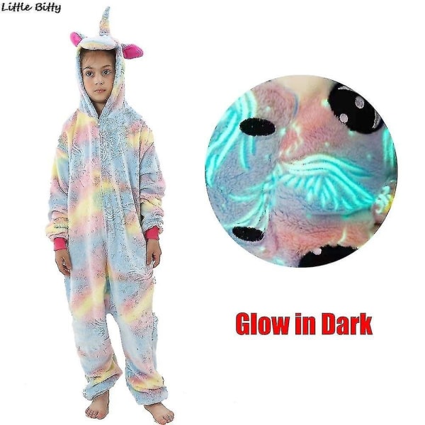 Tenåringsjenter Unicorn Pyjamas 4 6 8 10 12 År Barn Kigurumi Pyjamas Gløder I Mørket Unicorn Onesie Kigurumi Barn La72 6t height 105-114cm