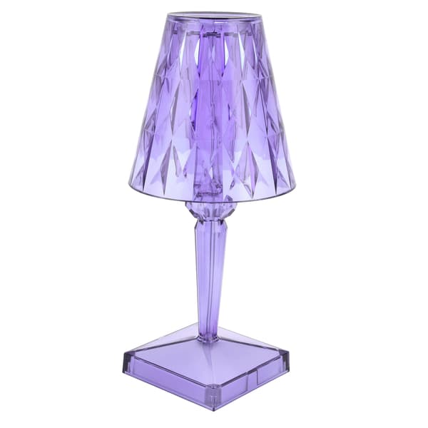 LED Crystal Table Lamp Purple Transparent Prism Dimmable USB Charging Desk Lamp