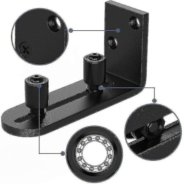 Kryc-new Justerbar Stay Roller Hardware Kit Gulvføringer Til Skydedør, Sort