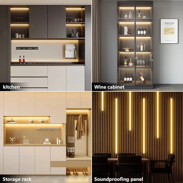 12V COB LED Strip, 6 pcs 1M Warm White COB LED Strip with Touch and Hand Wave Dimmer Switch for Cabinets, Display Cases, Kitchen Lighting