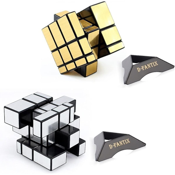 Shengshou Speilkube-sett, Speilblokker 3x3x3 Speilhastighet kube-settpakke Speilkubepakke Puslespill leker Sølv Gull Pakke med 2 St-001