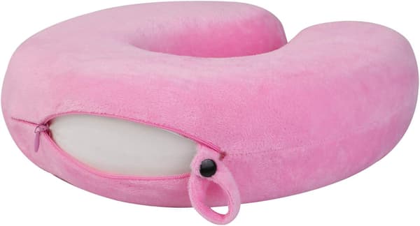 Nackkudde med Avtagbart Överdrag, Minnesskum, Rosa
