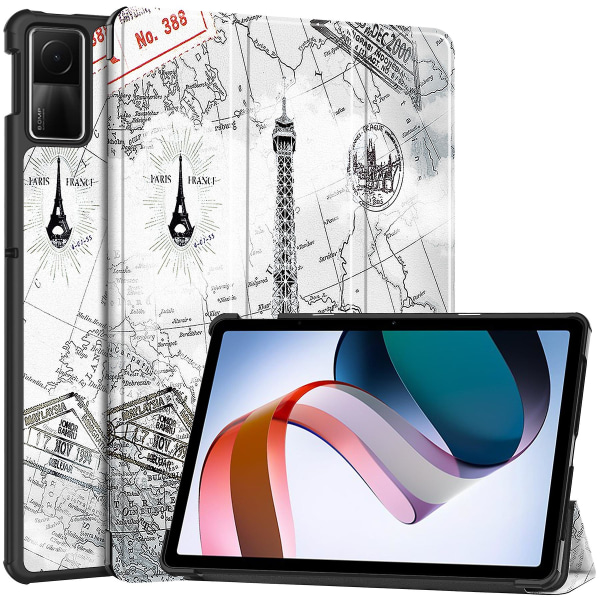 För Xiaomi Redmi Pad Se Pu Leather Tablet Case Mönster Printing Tablet Cover med Tri-fold Stand Vintage Tower