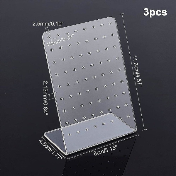 72-huls Øreringe Øreringe Smykker Display Plastik Display Stativ Organizer Stativ Display Transparent Akryl Øreringe Display 3-delt Detailhandel Display Pe