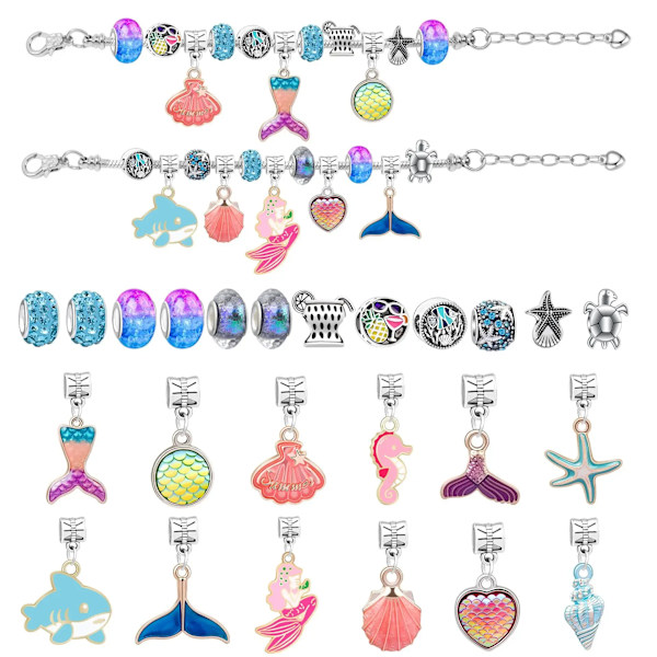 Adventskalender 2023 Jul DIY Charm Armband Nedräkningskalender med 2 Söta Armband 22 Unika Charm Smycken för Flickor style 1