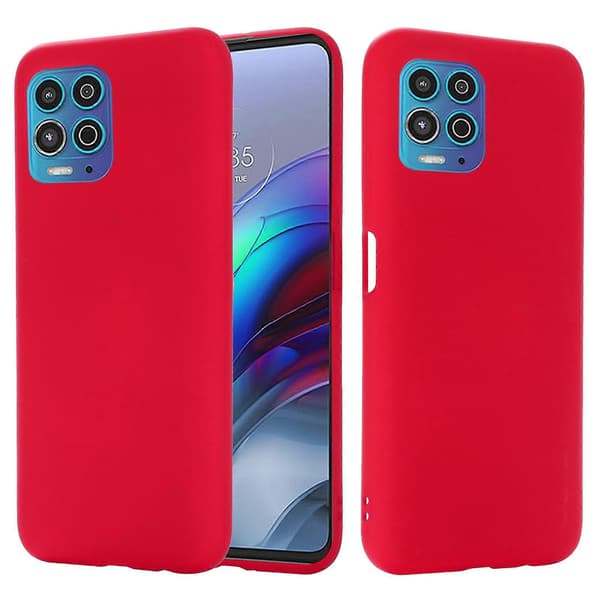 Solid Color Liquid Silicone Dropproof Full Coverage Protective Case för Motorola Moto G100 / Edge S Red