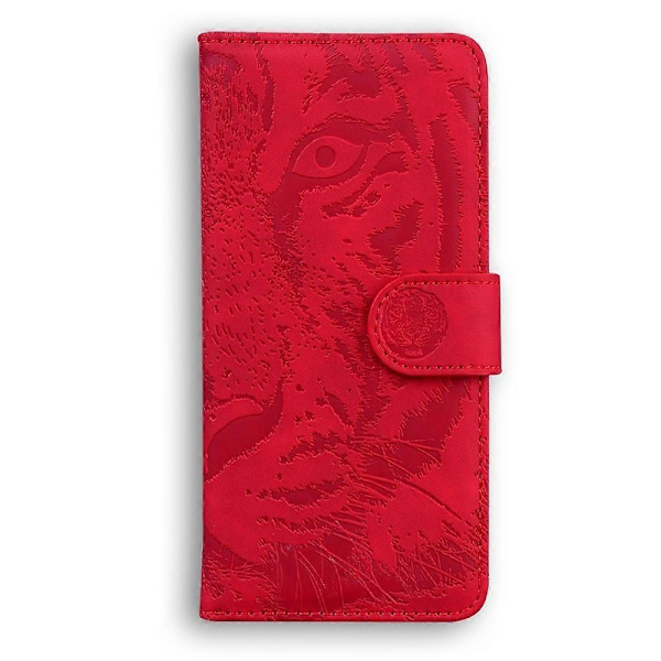 Tiger Prägling Läderfodral För Redmi 14C 4G Red