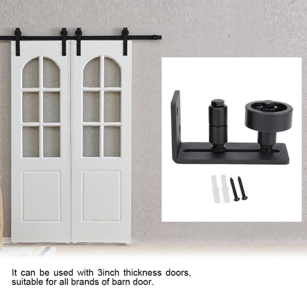Adjustable Carbon Steel Floor Guide for Sliding Barn Door - Double Roller with a Small Roller