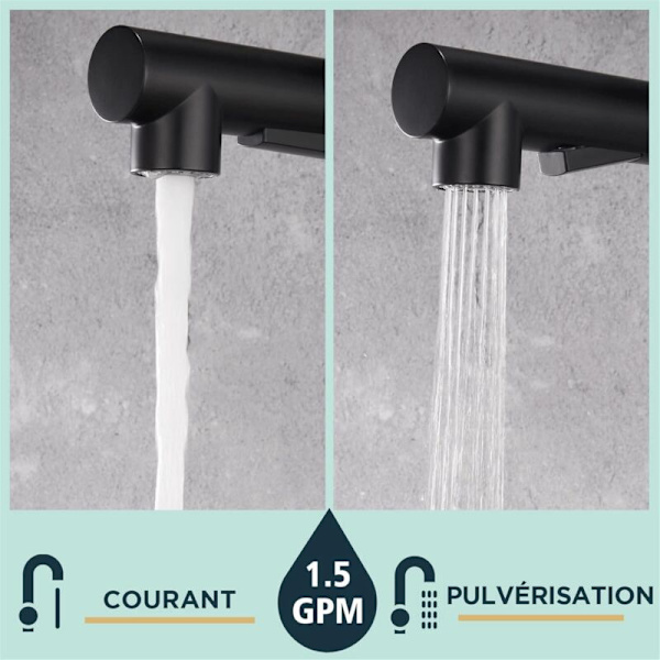 Kitchen Faucet with Pull-Out Spray, Kitchen Faucet with Pull-Out Spray 360° Rotatable Cold & Hot, Black
