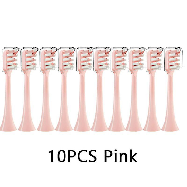 10 stk. udskiftningsbørstehoveder Dupont Soft Egnet Vakuum Sundhed Tandbørste Børstemundstykker Kompatibel med Soocas X3/x3u/x5 Sonic Elektrisk Tandbørste 10Pink