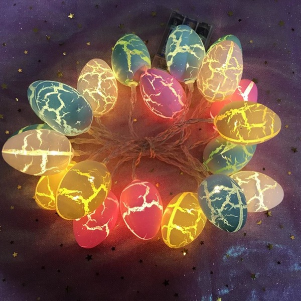 Easter Crackle Lights Varmhvite Pvc-lykter, 10 eggelys, 1,5 m/4,9 fot, batteridrevet A3