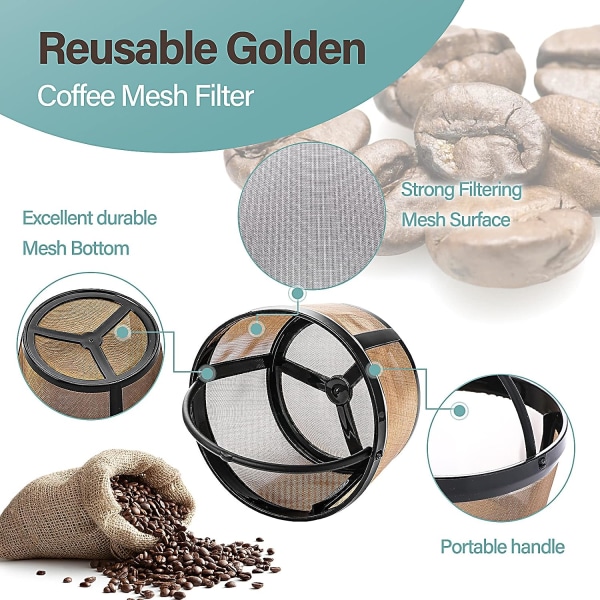 Gjenbrukbar Kaffe Filter, 4 Kopper Kurv Kaffe Filter Erstatning Kaffe