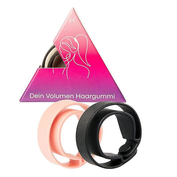 Volummi Hair Scrunchie, innovativt design for mer volum, sterkt hold og behagelig å ha på seg, beskytter håret, laget i Tyskland (m, ekte svart)(gratis Sh mixed color