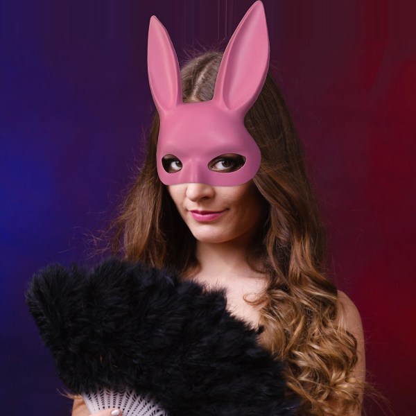 100% Ny, Sexy 1 stk Bryllup Blødt Materiale Til Cosplay Dans Party Påske- Kaninmaske Natklub Bar Prom Ansigtsmasker Pink