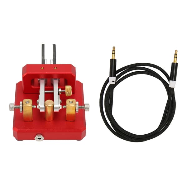 Morse Code Key Dual Paddle Automatic Shortwave Portable CW Morse Telegraph Key for Camping Indoor Burgundy