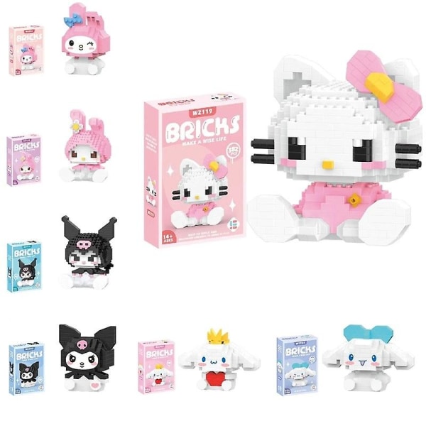 Byggeklodser Sanrio Anime Figur Kuromi Samlede Legetøj Dekorativ Ornament Model My Melody Børnepuslespil Gaver My Melody x