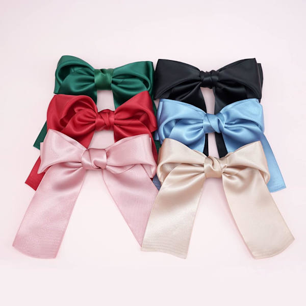 6 stk store hårspenner for kvinner og jenter 5,5 tommer silkebåndssløyfer håndverkssløyfer store hårspenner for Lolita-festjente 5.5 in