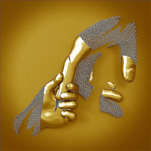 Rakastava sydän harmaa - 3D taide seinämetallihahmoveistos pari riippuva maalaus kotiin Gold FD32 50X50cm