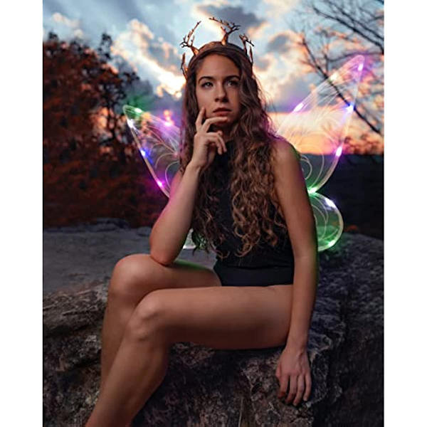 Fe-Vinger Lysende Sommerfuglvinger Glitrende LED Fe-Vinger Halloween Jul Fødselsdag Cosplay Gave Til Børn Purple
