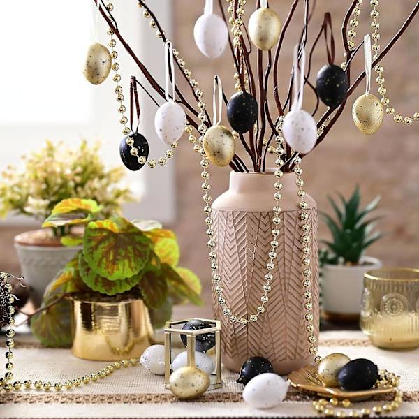 Valery Madelyn 18-pack Påskägg Dekoration Trädprydnader Set, 4CM Osplitterliga Hängande Påskägg för Träd, Färgglada Påskkorg Fyllmedel Ägg Bulk Black Gold