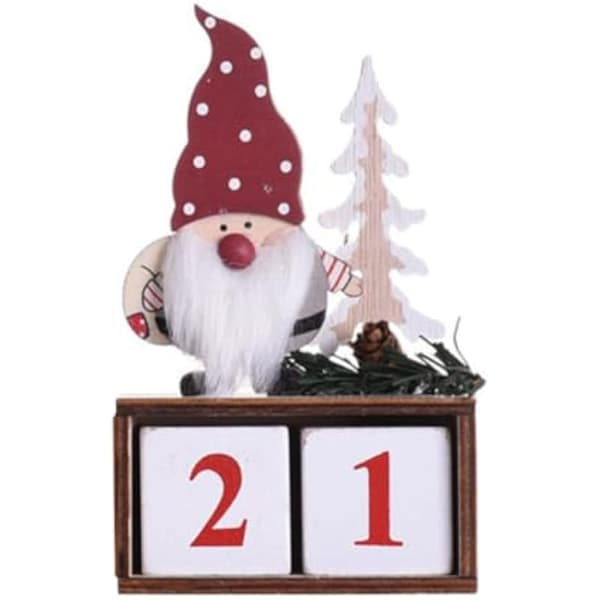Julekalender i tre, måneds- og datovisning, dekorasjon