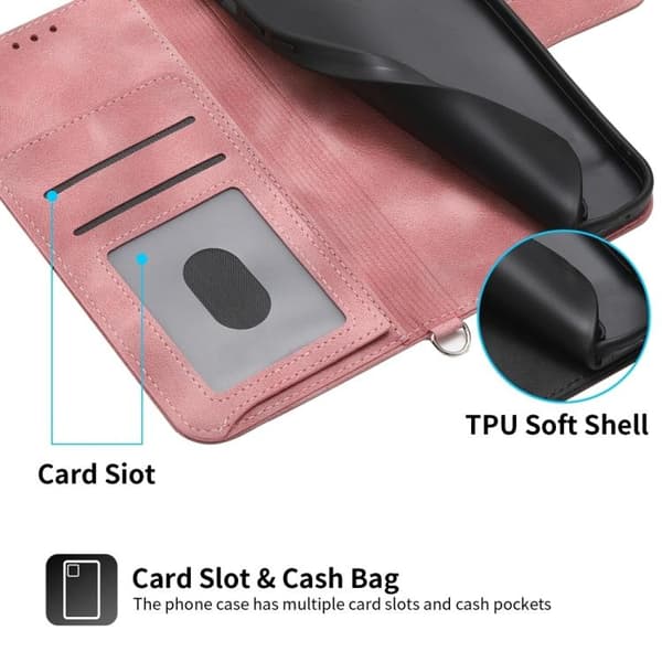 Samsung Galaxy S26 5G Case with Flower Embossing - Leather Case Rosa