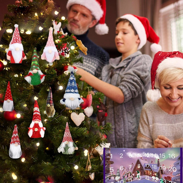 Julkalender 2024, Nedräkningskalender med 24 Olika Karaktärer, Bärbar Semestergåva för Vuxna och Bar 24 gnomes