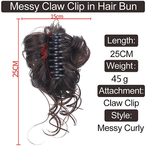 Hårbit med klämma, bulle hårbit, lockigt hår scrunchie med hår, chignon voluminös hårbit, slarvig bulle extensions Dark brown