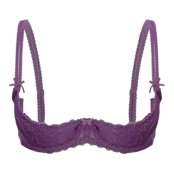 Naisten 1/2 Kupin Push Up Rintaliivit, Rintaliivit, Pitsi, Avattava Rintakuppi, Säädettävät Olkaimet, Sienen Täytetyt Rintaliivit, Alusvaatteet Purple A M