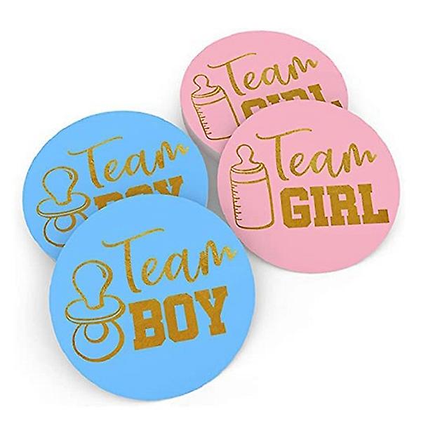 48 delar Gender Reveal Stickers Spel Team Boy & Team Girl Perfekt Gender Reveal Party Supplies Bo