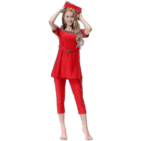 Kvinnors Islamisk Muslimsk Strandbadkläder Blygsam Badkläder Helkroppsburkini Bästa Present Red L