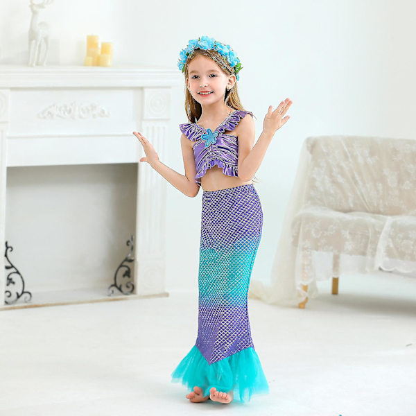 Piges Prinsessekjole Havfrue Ariel Kjole Halloween Karneval Fest Cosplay Kostume A 4T