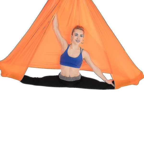 Flying Swing Aerial Yoga Hängmatta Sidentyg Sport Nylon Inversion Pilates Antigravity Yoga Trapets Sensorisk Gunga Ultra Stark Antigravitation Hållbar An Orange