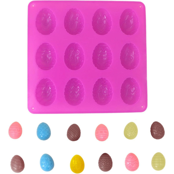 x Silikonforme til Påskechokolade - 16 Hulrum - Påskeæg, Kanin, Kurv - Non-Stick Bageform - Voks Smelteforme til Børn, Påskefest, DIY Chokolade Easter E