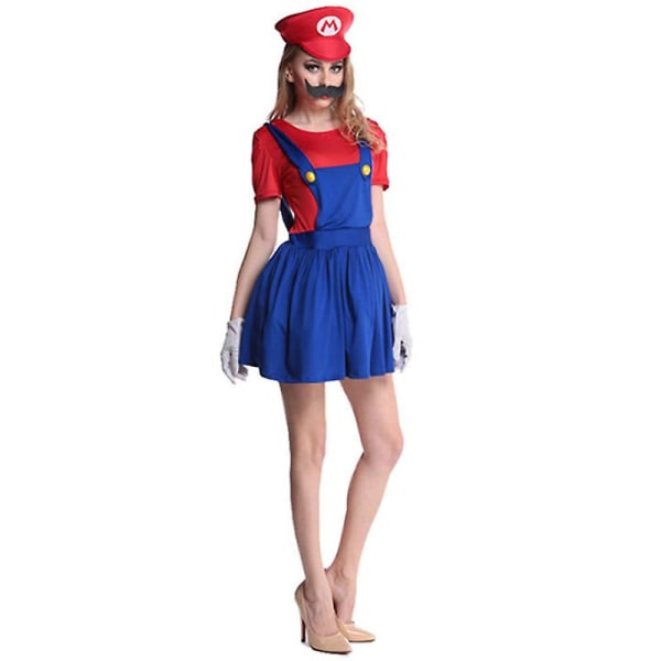 Super Mario Luigi Cosplay Kostyme Voksen Barn Fancy Dress Antrekk Fest Fancy Dress Mario Red Women M
