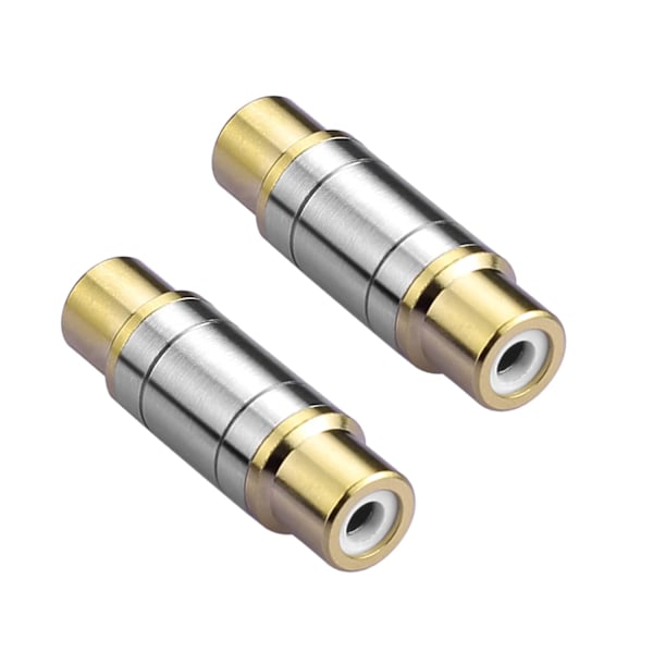 2 stk RCA hunn til hunn-kontakter Gullbelagte video- og lyd-RCA hunn-adaptere Smale kontakter Forleng RCA-kabler