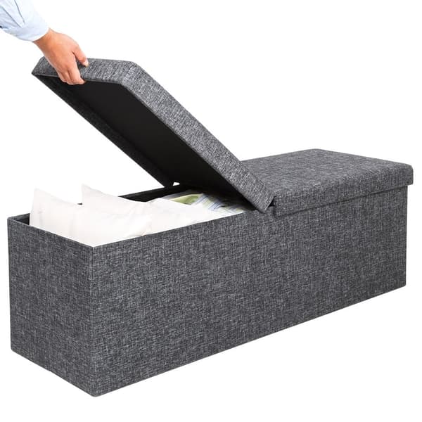 Foldable Storage Bench, Dark Grey, 80x40x40cm, 100L Capacity 6180